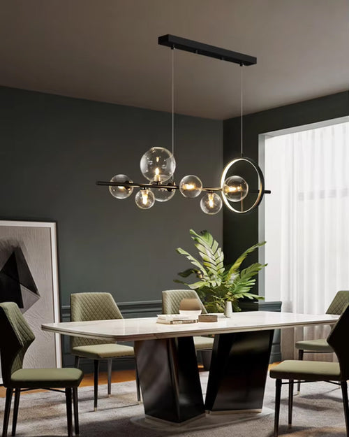 Clear Glass Glob Ring Chandelier